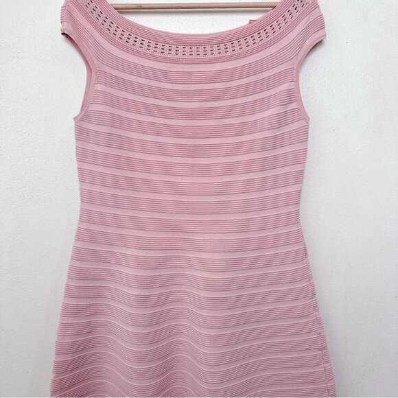 ELIZA J Womens Xlarge Off The Shoulder Sweater Blush Pink Dress Mini Fit Flare - Picture 6 of 13